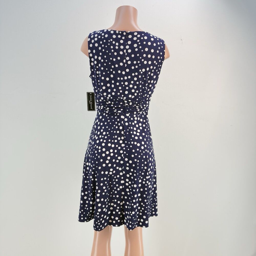 Jessica Howard Womens Midi Stretchy Dress Size PM Missy Blue White Polka Dots - Picture 3 of 15